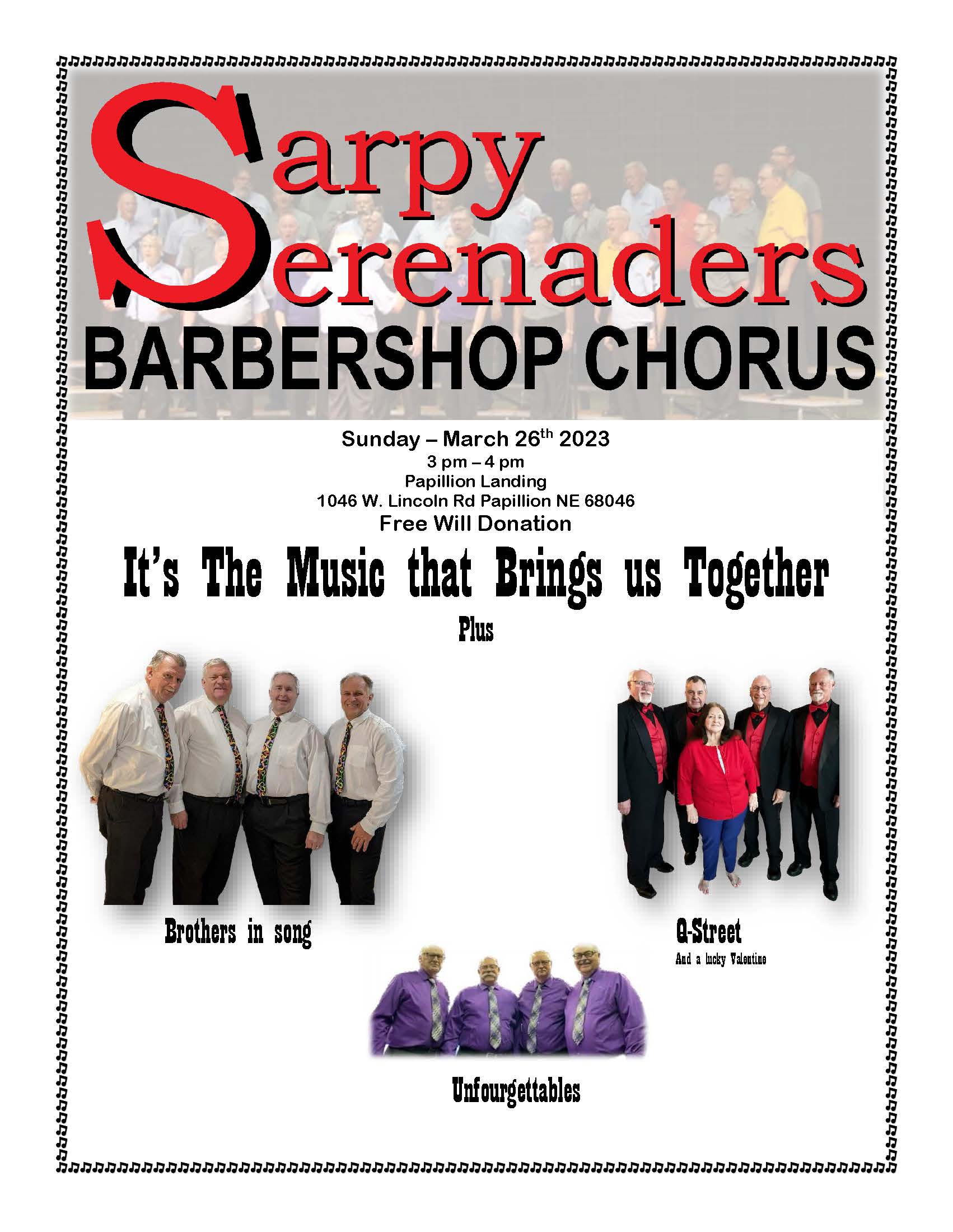 Sarpy Serenaders 03/26/2023 "It's the Music that Brings Us Together